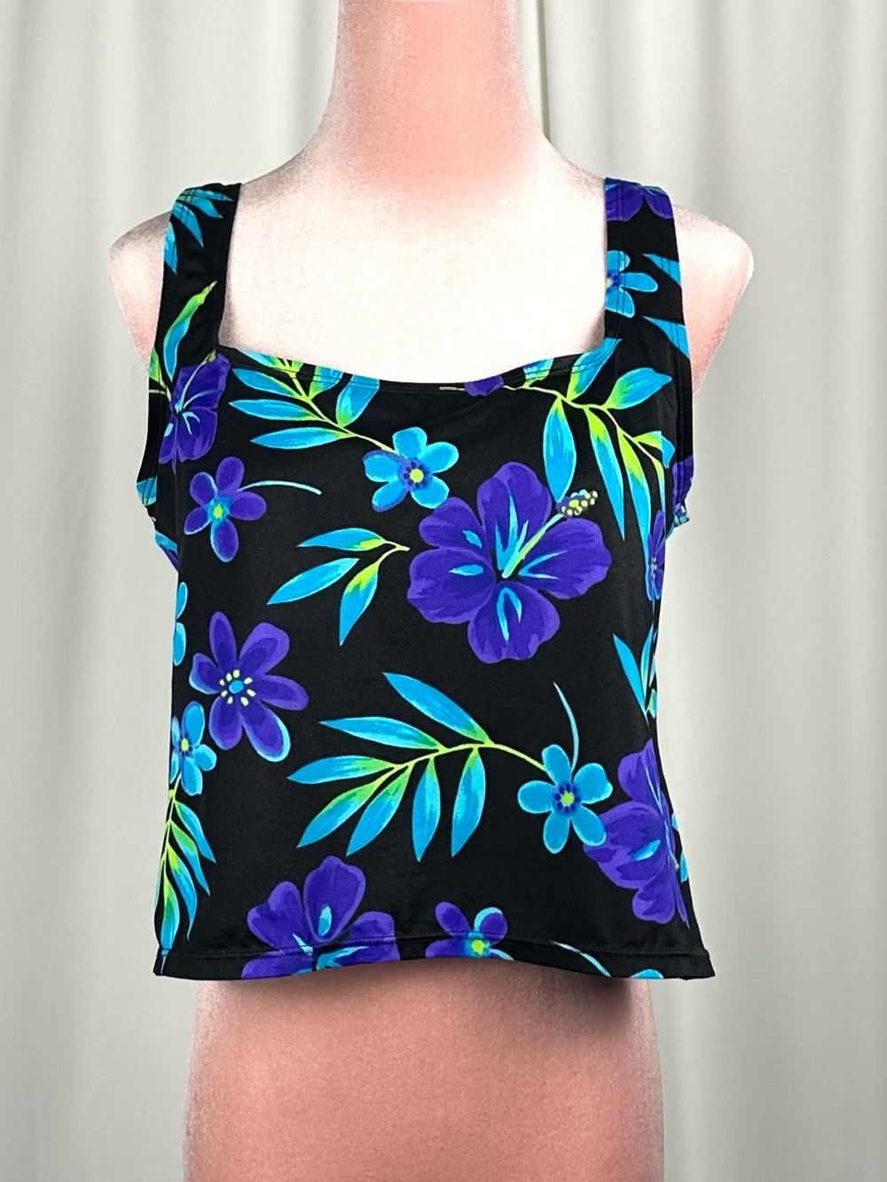 Vintage Catalina Tropical Floral Tankini Swim Top Medium